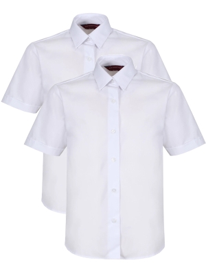 Winterbottom Reg Fit Non-Iron Short Sleeve Blouse 2pk - White (Pre-School - Jnrs)